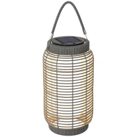 Outsunny Lampă solară de exterior, rășină imitată, LED, oțel, pornire/oprire automată, gri.(m-1)