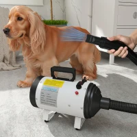 PawHut Uscător de păr pentru câini uscător de profesionist 2200W cu 3 duze diferite zgomot redus 3 temperaturi alb(m-2)