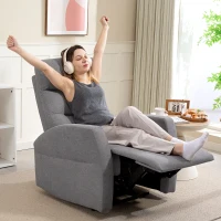 HOMCOM Fotoliu de Relaxare Reglabil cu Suport pentru Picioare, Fotoliu Tapitat Modern, Gri închis(m-2)