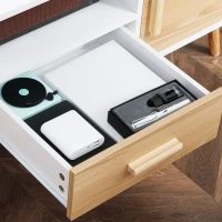 HOMCOM Mobilier TV banc TV suport TV pentru televizoare până la 46 de inch de stil scandinav cu 1 sertar, 2 dulapuri, 1 nișă, 1 pasacabluri - 120 x 37 x 45,5 cm(m-4)