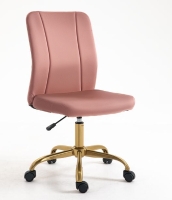 Vinsetto Scaun de birou design contemporan cu pivot 360° ergonomic spătar curb înălțime reglabilă înveliș din catifea 56 x 60 x 102 cm roz și aurie