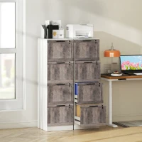 HOMCOM Cajonieră de Birou cu 4 Sertare Încuietoare 2 Chei Bare Suspendate pentru A4 Scrisoare 39,4x40x129 cm Alb și Lemn(m-4)