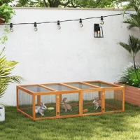 PawHut Clapier cușcă pentru iepuri exterior interior 2 uși superioare 181L x 100l x 48H cm lemn masiv pin(m-2)