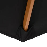 Outsunny Umbrelă de soare Ø 250 cm, umbrelă de balcon cu mecanism de tragere cu sfoară, umbrelă de plajă din bambus rezistent la vânt, umbrelă de piață pentru balcon terasă grădină, Negru(m-5)