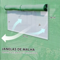 Outsunny Estufa tipo Túnel 397x300x200 cm Estufa de Exterior com 4 Janelas de Malha Cobertura de PE Anti UV e 3 Portas Enroláveis Verde(m-5)