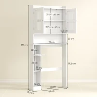 HOMCOM Mobilier WC deasupra toaletei mobilier baie cu dulap cu două uși și suport pentru hârtie 80x19,5x170cm alb(m-3)