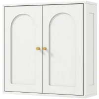 HOMCOM Dulap de perete, mobilier înalt de baie modern cu dulap cu dublă ușă și mânere aurii, 60x20x60 cm, alb(m-6)