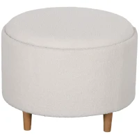 HOMCOM Hocker Polsterhocker, Pluș Teddy, Stocare ascunsă, capac reversibil, 56 cm x 56 cm x 42 cm, Alb(m-6)