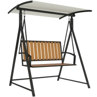 Outsunny Balansoar Hollywood cu acoperiș de soare reglabil, balansoar de grădină pentru două persoane 142 x 112 x 162cm, Negru