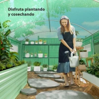 Outsunny Invernadero de Túnel 4x3x2 m con 6 Ventanas 3 Puertas Enrollables Cubierta de PE y Estructura de Acero Galvanizado Verde(m-9)