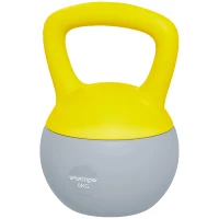 SPORTNOW Kettlebell de 6 kg cu mâner antiderapant pentru fitness musculație cardio, gri și galben(m-6)