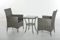Set de mobilier de balcon Outsunny pentru 2 persoane, Set de scaune din ratan, Set de mobilier de grădină Polyrattan, Gri închis(m-6)