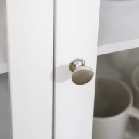 HOMCOM Bufet mobilier de depozitare cu 3 uși din sticlă 2 rafturi reglabile aspect de lemn deschis 120 x 40 x 70 cm alb(m-5)