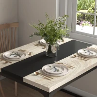 HOMCOM Masă de dining pentru 6 persoane, stil industrial în metal negru și lemn, dim. 120L x 89l x 75,5H cm(m-4)