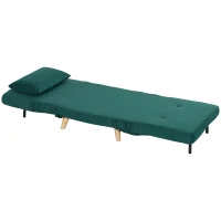 HOMCOM Şezlong cu funcţie de dormit, Fotoliu pliabil de relaxare în aspect de catifea, Spătar reglabil, suportă până la 120 kg, Verde închis(m-5)