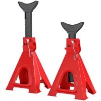 HOMCOM Set de 2 cricuri auto, cricuri de ridicare capacitate 6 tone, înălțime reglabilă 375-592 mm, boltă de siguranță roșu(m-5)