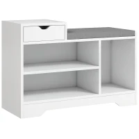 HOMCOM Mobilier și banc pentru pantofi 1 sertar și 3 compartimente, capacitate 5 perechi MDF, 76,5L x 30A x 52Î cm(m-1)