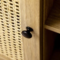 HOMCOM Bufet de depozitare 1 ușă efect răchită - dim. 80L x 39l x 70H cm(m-4)