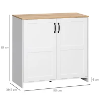 HOMCOM Dulap mobilier bufet bucătărie cu 2 uși și 2 rafturi reglabile 90 x 39,5 x 88 cm(m-3)