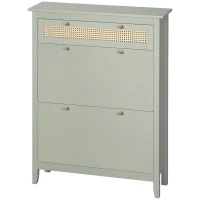 HOMCOM Dulap pentru pantofi în stil boem chic, cu aspect de răchită, verde apă(m-6)