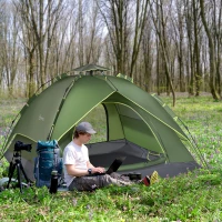 Outsunny Tentă de camping tentă pop-up ușoară pentru 2-3 pers. - 2 uși mari - 210 x 210 x 140 cm fibră de sticlă poliester(m-2)