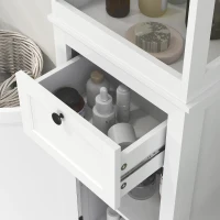 HOMCOM Mobilier coloană de baie armoire haute cu 2 rafturi, 1 sertar și 1 dulap - 40 x 30 x 165 cm, alb(m-4)
