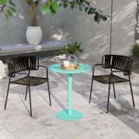 HOMCOM Masă de dining rotundă pentru 2 persoane Ø60 cm cu bază rotundă cadru din oțel pentru interior și exterior verde(m-4)