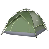 Outsunny Tentă de camping tentă pop-up ușoară pentru 2-3 pers. - 2 uși mari - 210 x 210 x 140 cm fibră de sticlă poliester(m-5)