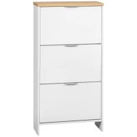 HOMCOM Dulap pentru pantofi 3 uși rabatabile cu rafturi reglabile capacitate 12 perechi de pantofi 60 x 24 x 120 cm alb(m-1)