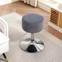 HOMCOM Taburet Înalt de Bucătărie Reglabil în Înălțime 52-66 cm Tapitat cu Catifea Rotativ 360° Gri(m-5)