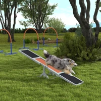 PawHut Agility sport pentru câini balansoar echipament antrenament câine lemn brad prelucrat fetru bituminat antiderapant gri negru(m-4)