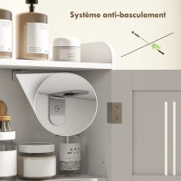 HOMCOM Mobilier WC deasupra toaletei mobilier baie cu dulap cu două uși și suport pentru hârtie 80x19,5x170cm alb(m-4)