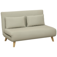 HOMCOM Canapea de dormit Canapea de relaxare Canapea Canapea, inclusiv 2 perne, Material de Catifea, 130 x 78 x 79 cm, Bej