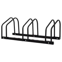 HOMCOM Suport pentru 3 biciclete, depozitare pneuri de 65 mm pe sol sau pe perete, 76 x 33 x 27 cm oțel negru(m-1)