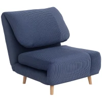 HOMCOM 2 în 1 Fotoliu Extensibil Pat de Oaspeți, cu Pernă Reglabila în Catifea 82 cm x 89 cm x 83 cm Albastru(m-1)