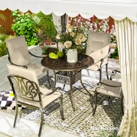 Outsunny Set 4 perne de scaun 108 x 50 x 5 cm cu curele, pernă de șezut pentru interior și exterior, Bej(m-3)