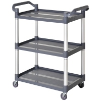 HOMCOM Cărucior de bucătărie cu 3 niveluri, 35 kg/raft, pe roți, pentru bucătărie, sufragerie, 88x44x93 cm, gri