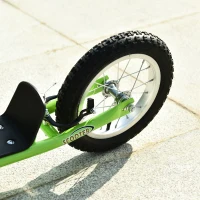 HOMCOM Trotinetă patineta pentru copii de peste 5 ani cu roți mari, ghidon reglabil, mânere frână și suport din oțel verde(m-4)