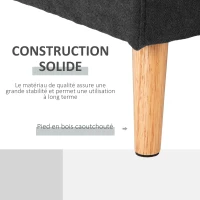 HOMCOM Canapé d'angle en tissu de lin forme L design scandinave pour salon appartement petit espace 193x136x85cm noir(m-7)