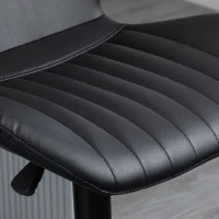 HOMCOM Scaun de Bar Barstuhl Set 2 buc. reglabil în înălțime 48,5 x 55,5 x 90-110 cm Piele Ecologică + Oțel Negru(m-3)