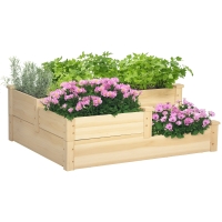 Outsunny ghiveci legumicol în trepte, 3 niveluri, din lemn natural, fără fund, 108x88x36 cm