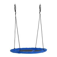 Outsunny Leagăn cu formă de cuib de pasăre rotundă Panier Ø 110 cm 4 inele incluse metal epoxidic Oxford de înaltă densitate Albastru(m-6)