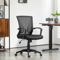 HOMCOM Scaun birou fauteuil birou cu șezut și spătar din plasă respirabilă înălțime reglabilă 62 x 60 x 92-102 cm negru(m-2)