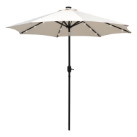 Outsunny Umbrelă de grădină Umbrelă dreaptă Umbrelă octogonală rabatabilă Ø 2,7 x 2,4 m luminată solar 24 LED-uri poliester de înaltă densitate 180 g/m² crem