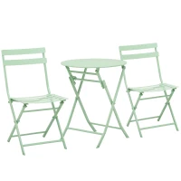 Outsunny Set de Mobilier de Grădină pentru 2 Persoane Masă Bistrou cu 2 Scaune pentru Curte Grădină Pliabil Verde(m-7)