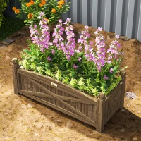 Outsunny Jardiniță din lemn, pat de flori în aer liber din lemn cu găuri de drenaj, 90 x 39 x 37 cm, maro închis(m-3)