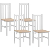 HOMCOM Set de 4 scaune de bucătărie, Scaune de masă, Lemn masiv, design modern, 38,5 cm x 47,5 cm x 99 cm, Natural(m-1)