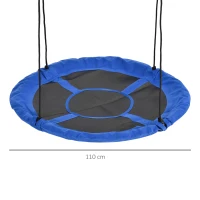 Outsunny Leagăn cu formă de cuib de pasăre rotundă Panier Ø 110 cm 4 inele incluse metal epoxidic Oxford de înaltă densitate Albastru(m-3)