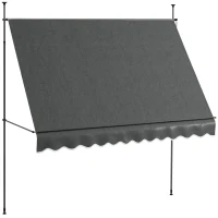 Outsunny Parasol Manual Retractabil 300x120x210-300 cm cu Manivela Inaltime Ajustabila Impermeabil si Anti-UV Gri Inchis(m-1)