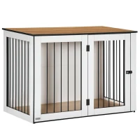 PawHut Cușcă pentru câini, Cușca pentru animale de companie pentru câini mari, Casă pentru câini, Interior, 106 x 60 x 76 cm, Stejar+Alb(m-1)